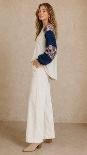 Leopard + Floral Raglan Sleeve Top