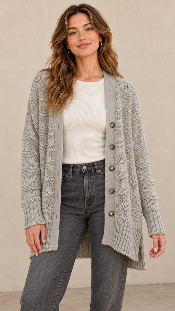 Chenille Textured Stripe Cardigan