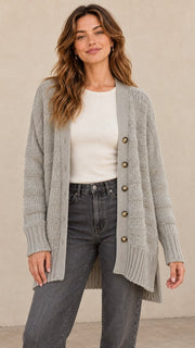 Chenille Textured Stripe Cardigan