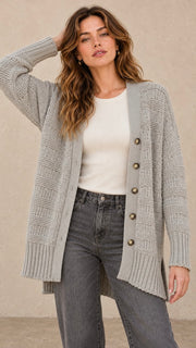Chenille Textured Stripe Cardigan