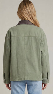 Washed Contrast Trim Barn Jacket