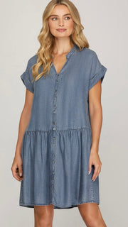 Tencel Denim Drop Waist Dress