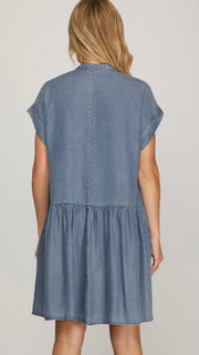 Tencel Denim Drop Waist Dress