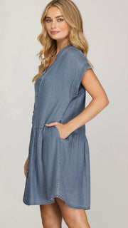 Tencel Denim Drop Waist Dress