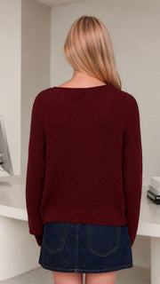 Pointelle Knit Rolled Neck Sweater