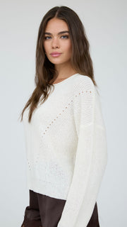Pointelle Knit Rolled Neck Sweater