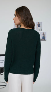 Pointelle Knit Rolled Neck Sweater