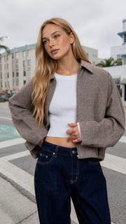 Bubble Hem Tweed Style Jacket