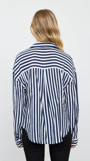 Stripe Roll Tab Sleeve L/S Top