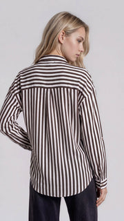 Stripe Roll Tab Sleeve L/S Top