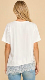 Asymmetrical Lace Hem Knit Top
