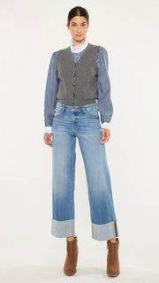 Mid Rise Braided Loop Cuff Jeans
