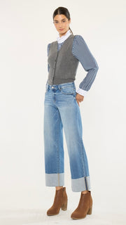Mid Rise Braided Loop Cuff Jeans