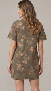 Floral Button Front Denim Dress