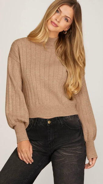 Ribbed Mock Neck Sweater