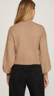 Ribbed Mock Neck Sweater