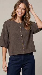 Button Front Half Sleeve Sweater
