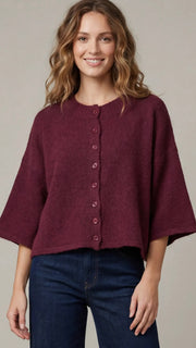 Button Front Half Sleeve Sweater