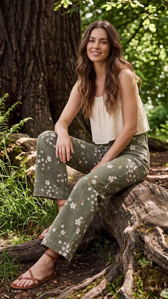 Floral Print Wide Leg Pants