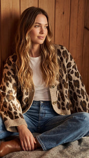 Leopard Cuff Wide Sleeve Cardigan