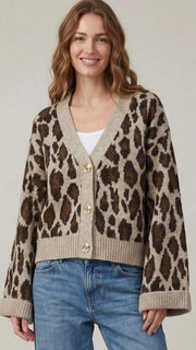 Leopard Cuff Wide Sleeve Cardigan