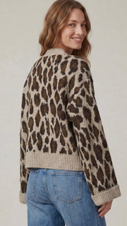 Leopard Cuff Wide Sleeve Cardigan