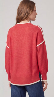 Contrast Trim Step Hem Sweater