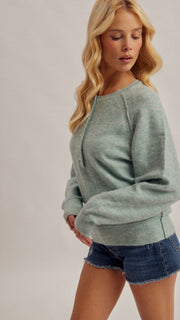 Henley Raglan Sleeve Sweater