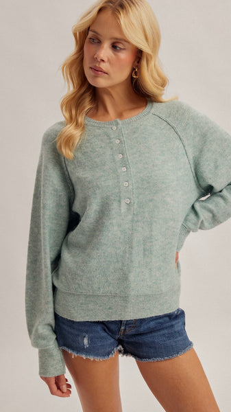 Henley Raglan Sleeve Sweater