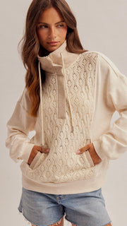 Crochet Front Quarter Zip Pullover