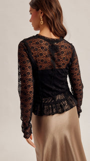 Smocked Bodice Stretch Lace Top
