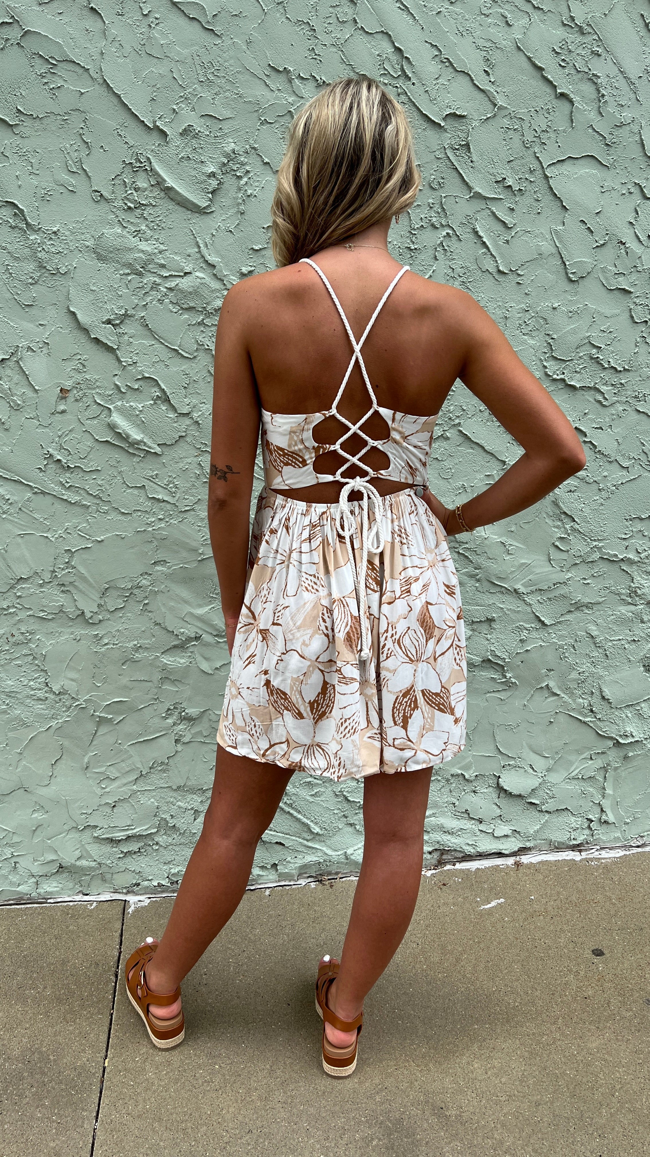 Tonal Tropical Rope Tie Back Dress | Catfish & Tater Boutique Tonal Tropical Rope Tie Back Dress | Catfish & Tater Boutique