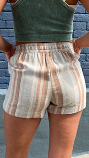 Desert Stripe Linen Shorts w/Pockets
