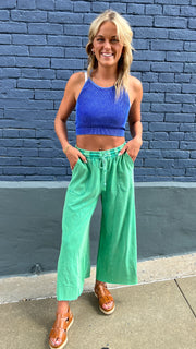 Washed French Terry Wide Leg Pants