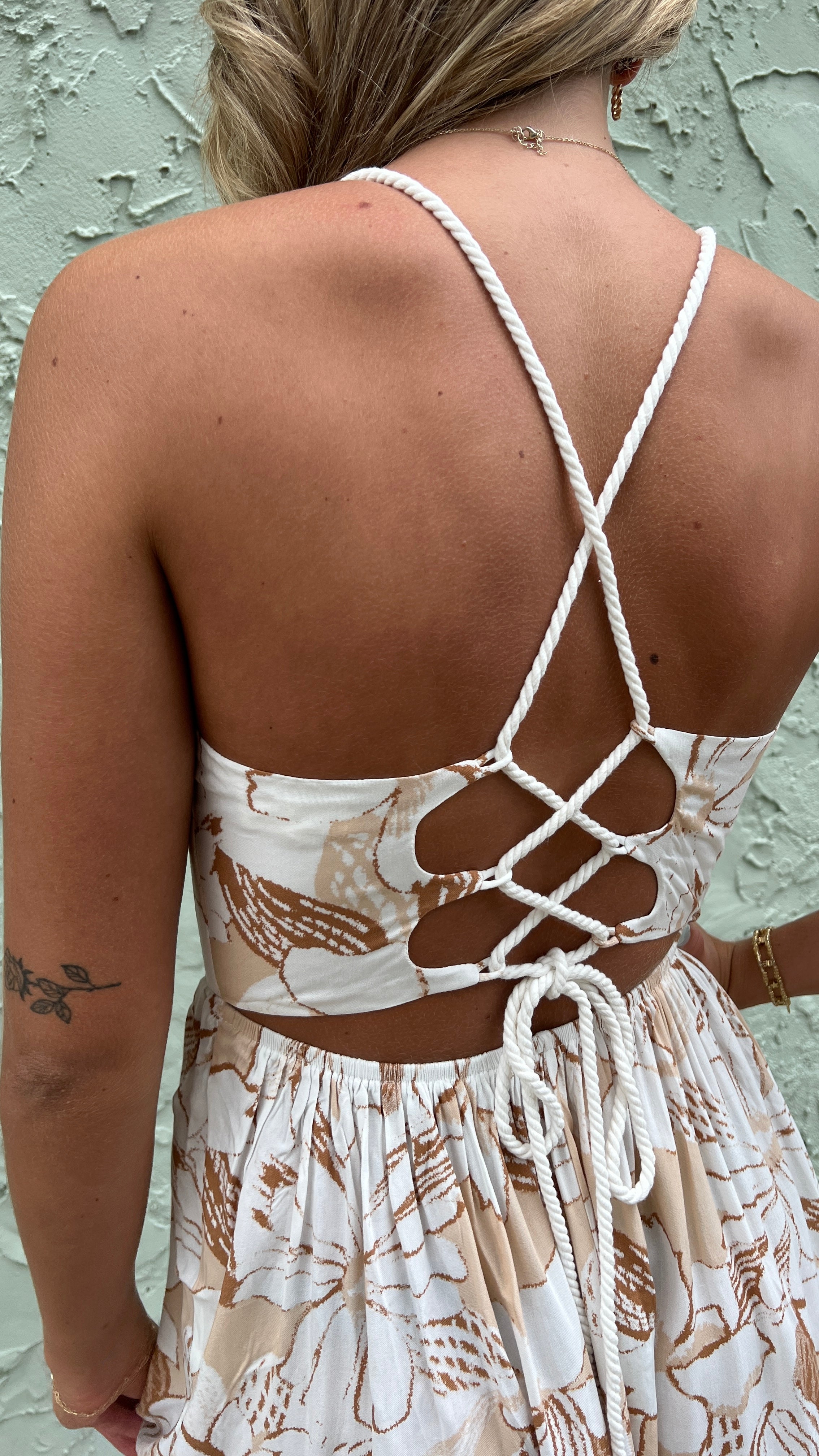 Tonal Tropical Rope Tie Back Dress | Catfish & Tater Boutique Tonal Tropical Rope Tie Back Dress | Catfish & Tater Boutique