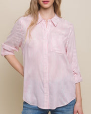 Skinny Stripe Button Front Top