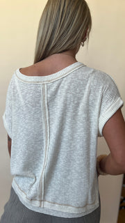 Slouch Rib Knit Seamed Top
