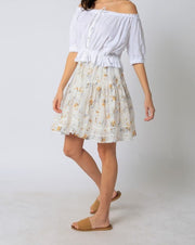 Floral Cotton Tie Waist Skirt