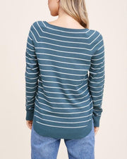 Boatneck Striped Raglan Sweater