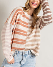 Chenille Color Block Striped Sweater