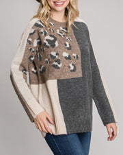 Cheetah Abstract Colorblock Sweater