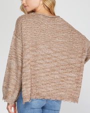 Destruct Hem Marled Yarn Sweater
