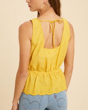 Eyelet Embroidered Square Neck Top