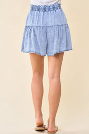 Mineral Tencel Tiered Shorts