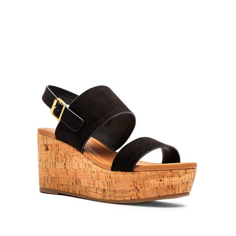 Sueded Double Strap Platform Wedge