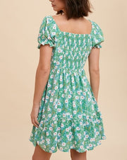 Sweetheart Floral Puff Sleeve Dress