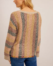 Nubby Color Block Wide Slv Sweater