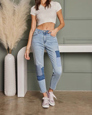 High Rise Patchwork Mom Jean