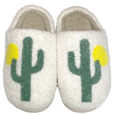 Cactus + Moon Fuzzy Slippers