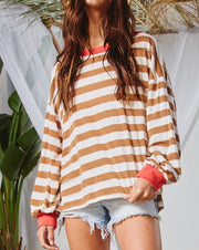 Stripe Banded Color Slouch Top